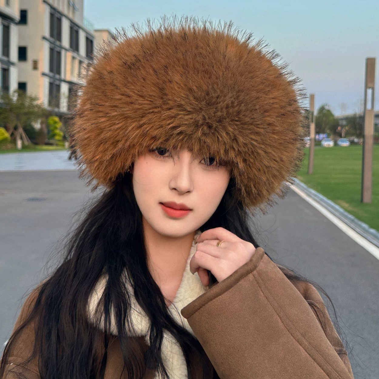 Knit Beanie Hat Warm - Cappello circolare aperto in morbida pelliccia