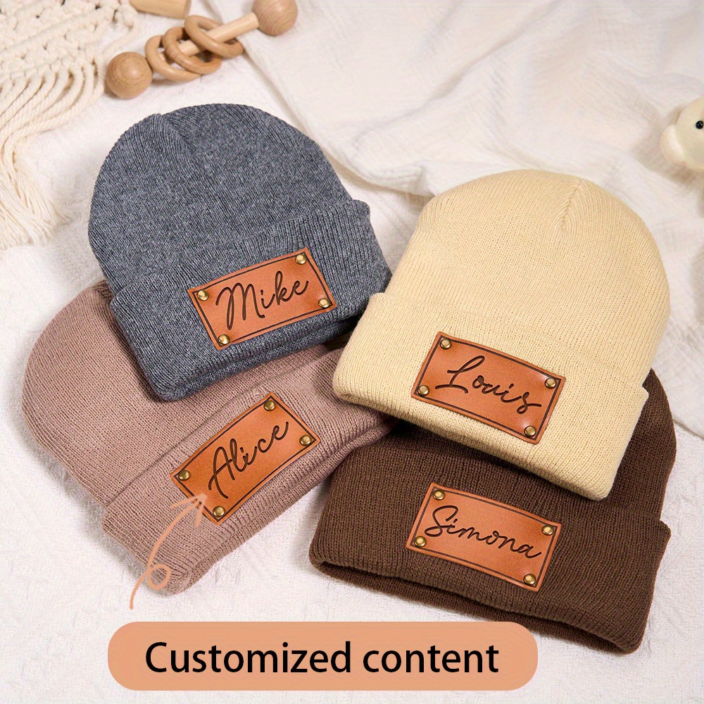 Knit Beanie Hat Warm - Berretto in maglia con patch in